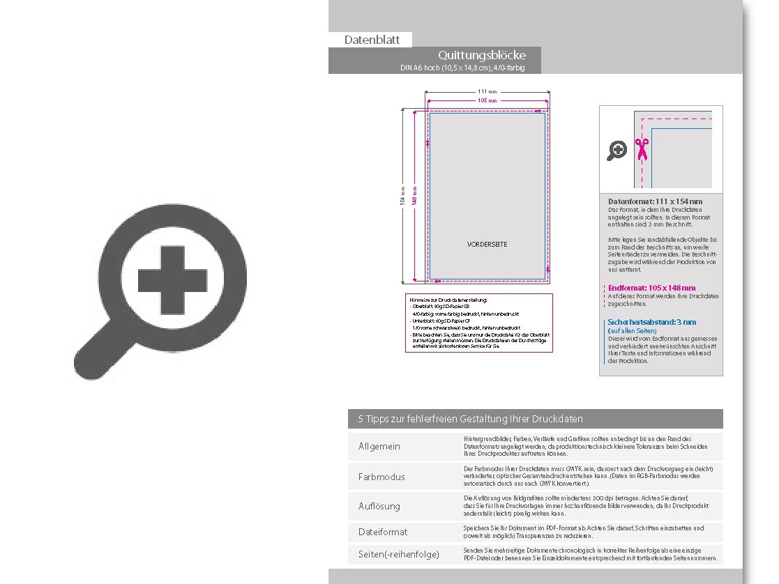 Product Bild quittungsblock_din_a6_hoch__4-fach__1_1-farbig__25_s__tze_je_block