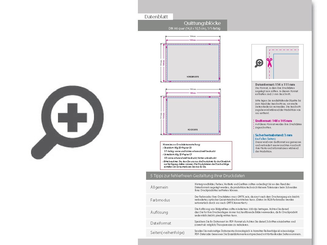 Product Bild quittungsblock_din_a6_quer__5-fach__4_1-farbig__25_s__tze_je_block